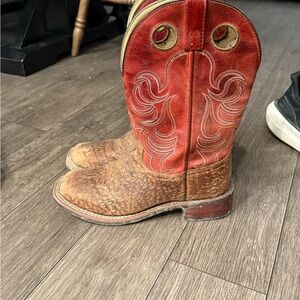 Vintage Western Cowboy Boots - Red and Brown